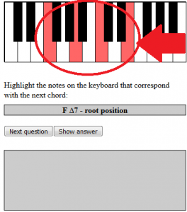 highlight chord on keyboard - Piano Theory Exercises