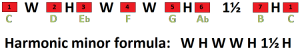 harmonic minor scale formula
